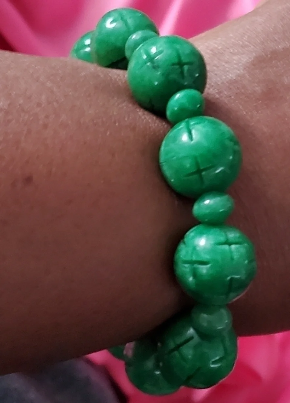 Burmese Jadeite Jade Bead Stretch Bracelet